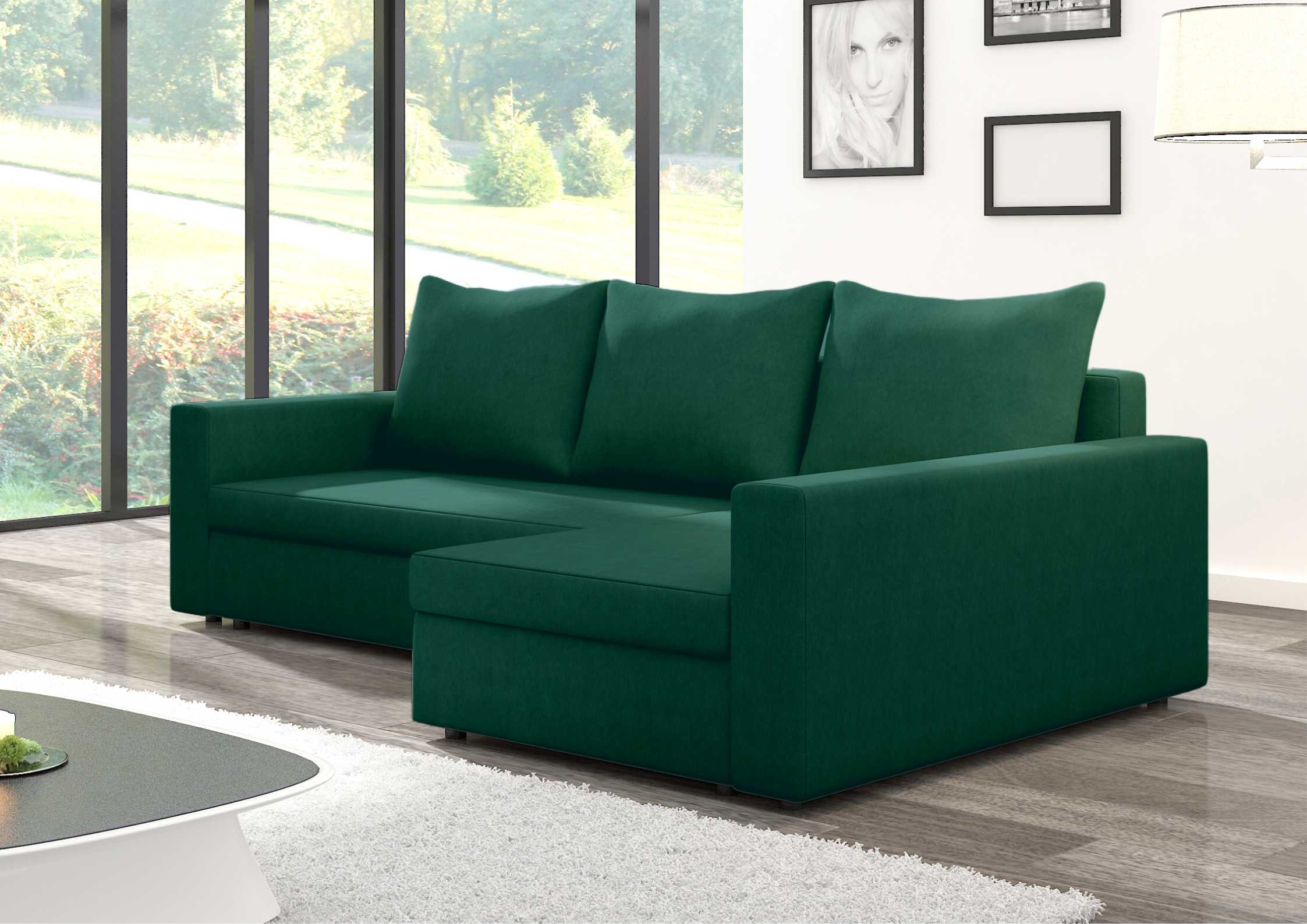 Klasyczny zielony narożnik rozkładany